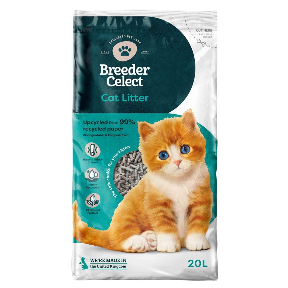 Breeder Celect Recycled Paper Cat Litter  |  Kitten Care Cat Litter Cat Litter